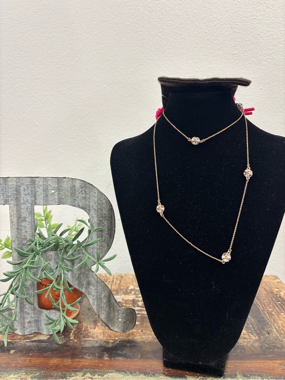 Kate Spade Rose Gold Crystal Station Necklace Included Dust Bag
